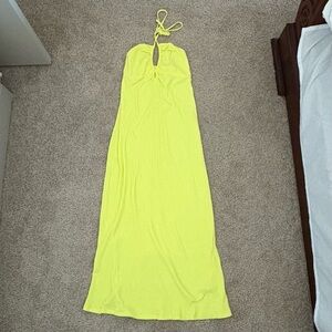 American Eagle Outfitters Neon Yellow Halter Maxi Dress
